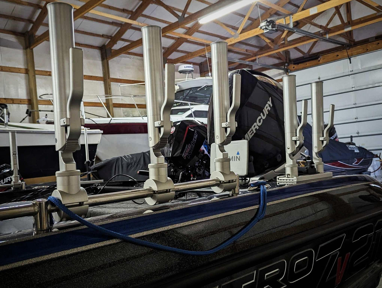 The Rod Boss™ Single 1" Dual Axis Rail Mount Rotating Fishing Rod Holder - Rod Boss Shop