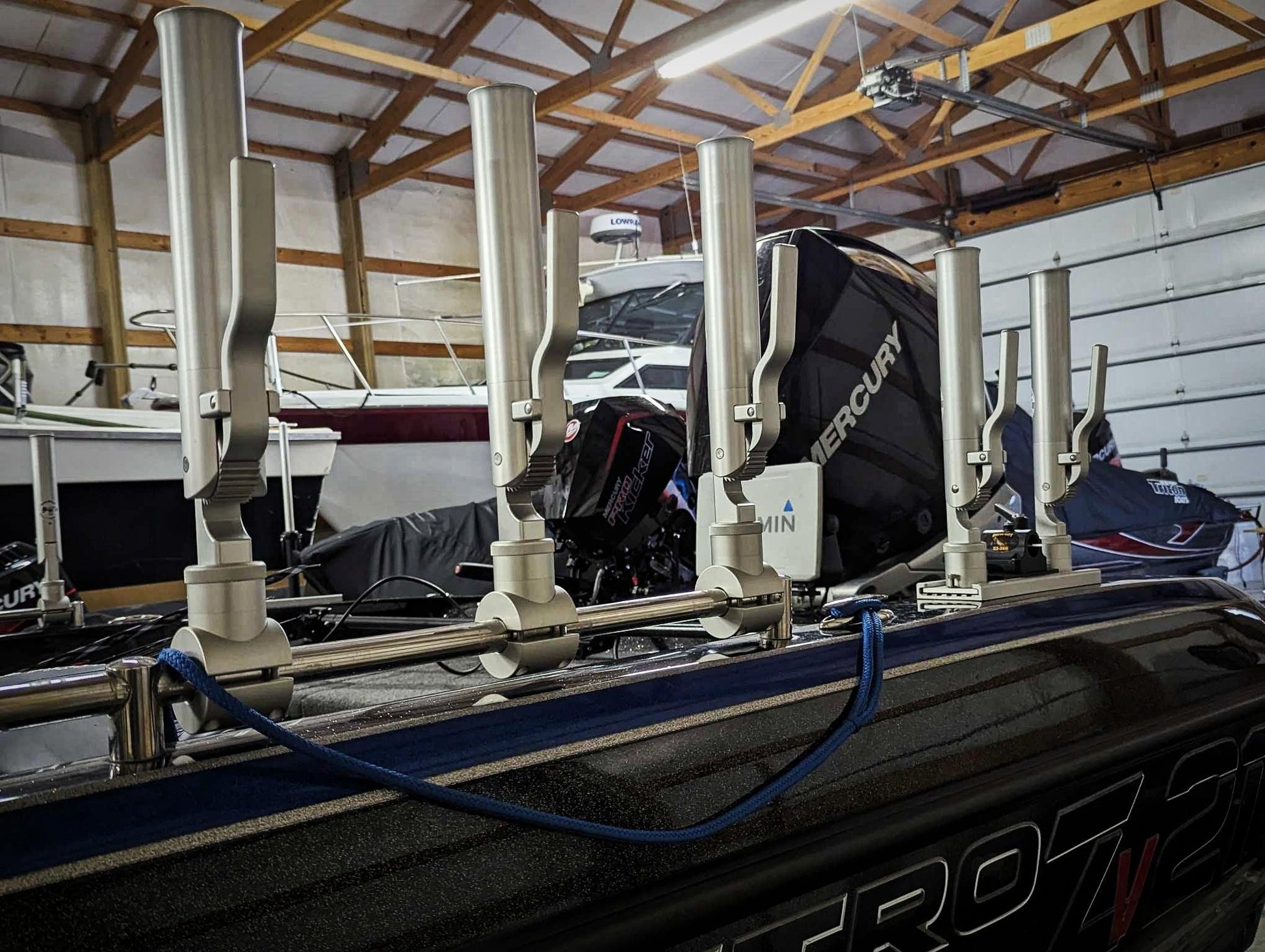 The Rod Boss™ Single 1" Dual Axis Rail Mount Rotating Fishing Rod Holder - Rod Boss Shop