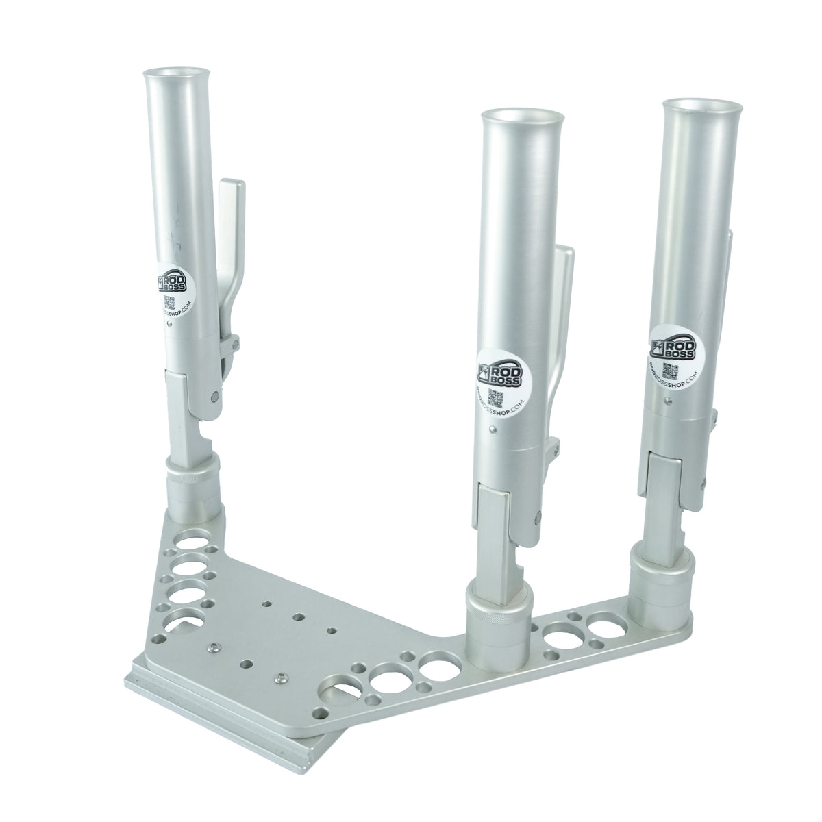 Triple Dual Axis Pro Rod Holder with Boomerang Downrigger Plate